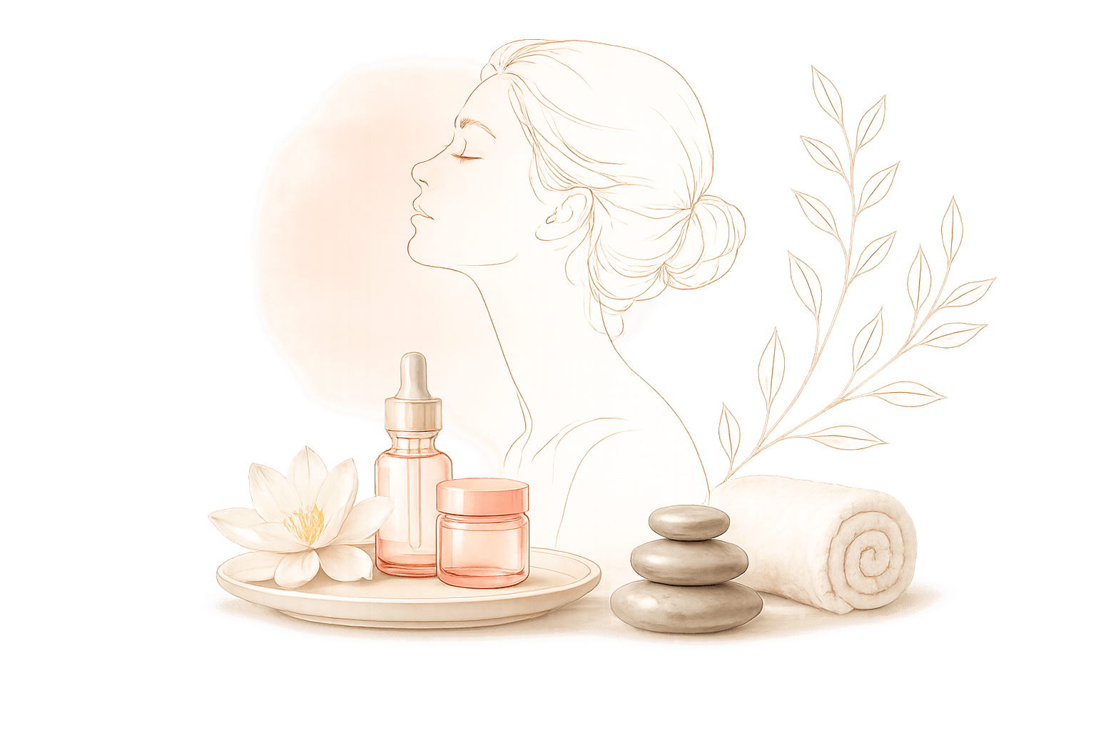 Illustration aquarelle — rituel visage Karysis